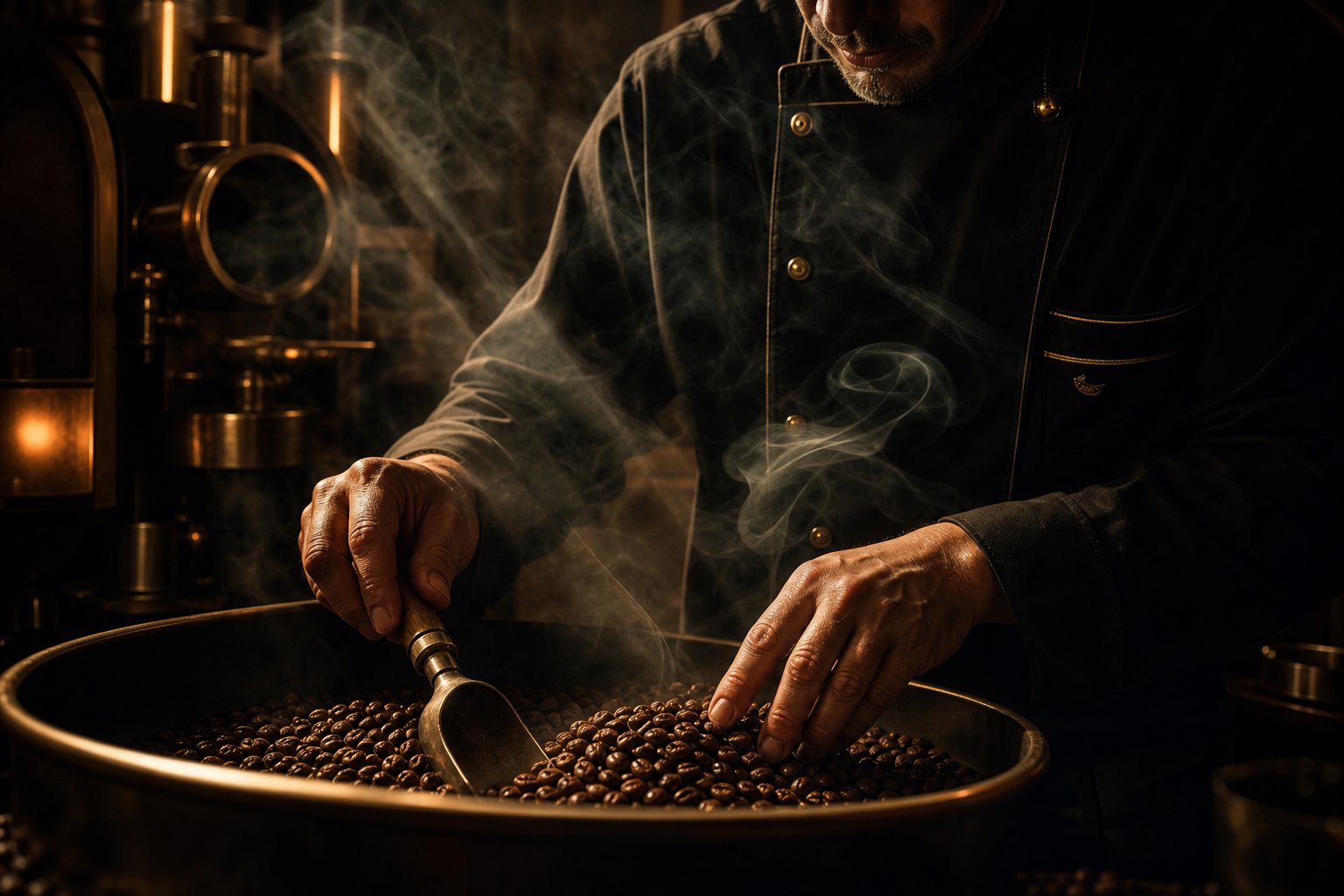 Master roaster hand-roasting premium coffee beans