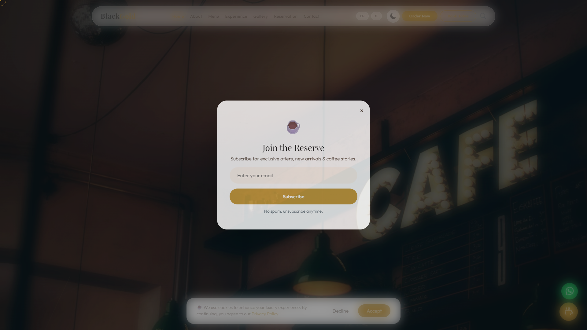Botanical Garden Cafe & Brunch — Website Template
